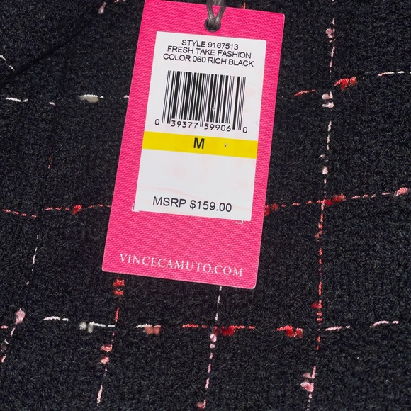 NEW Vince Camuto Spring Windowpane Tweed Open Front Jacket - Picture 8 of 10